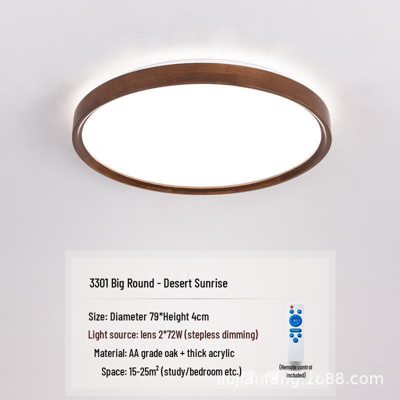 Modern Minimalist Walnut Ceiling Light - Solid Wood for Living Room, Bedroom, Dining Room, and Study