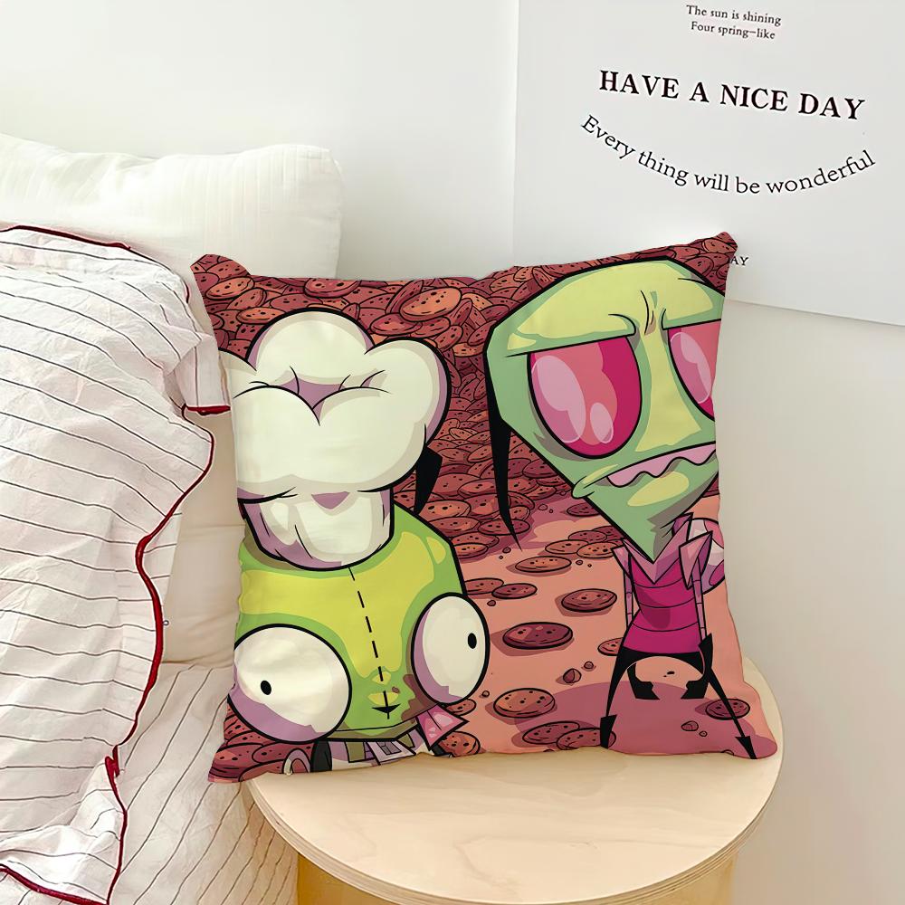 Cartoon Invader Zim Cool Pillow Case Sofa Living Room Bedroom Headboard Backrest Cushion Square Cushion Nap Time
