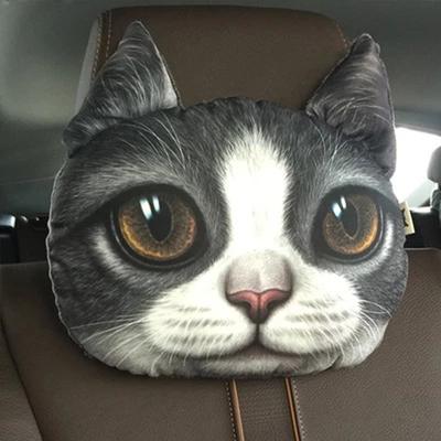 30*25cm Criativo 3D Animal Gato Cachorro Cabeça Assento de Carro Pescoço Descanso Almofada Encosto de Cabeça Travesseiro Legal Animal Encosto de Cabeça