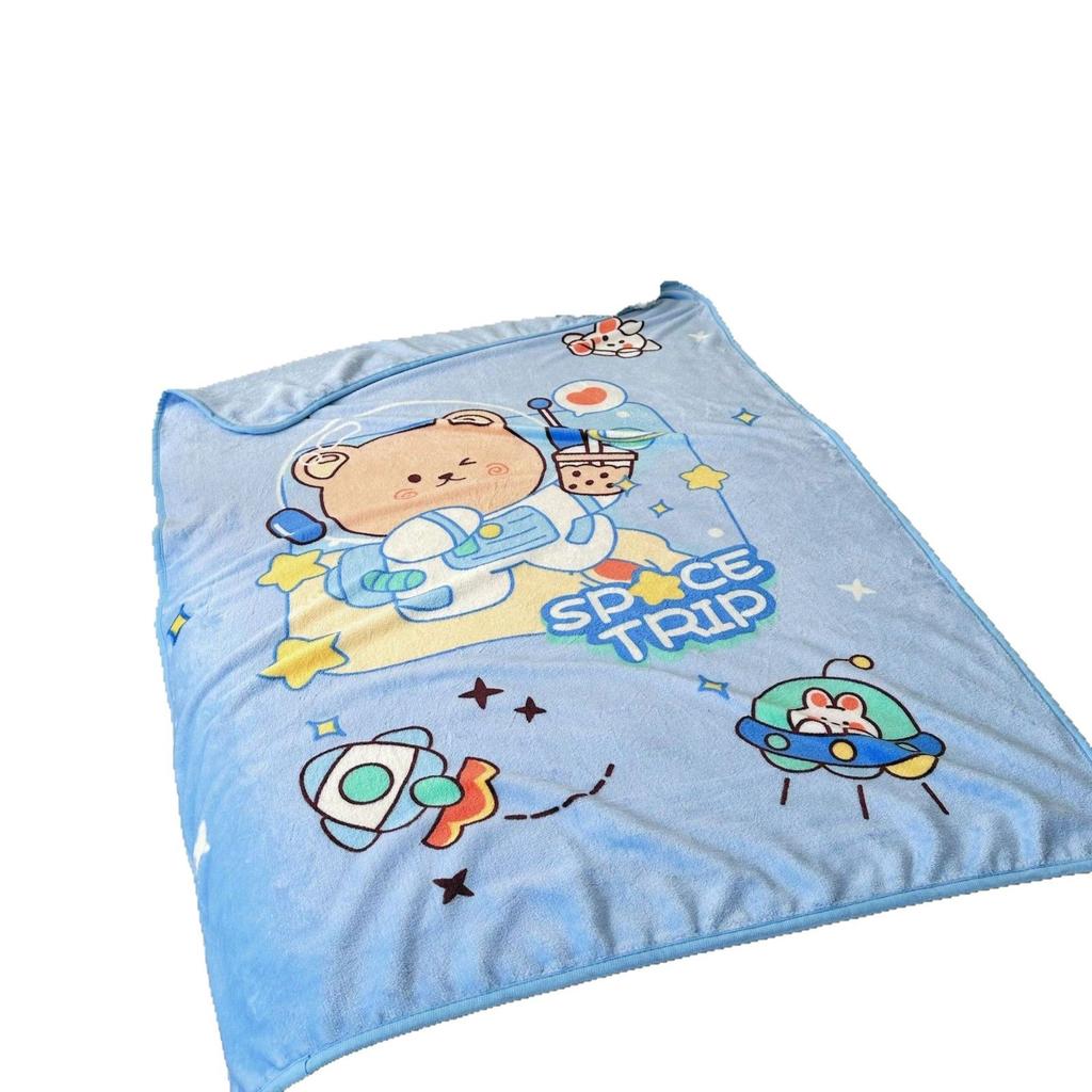 Flannel Plush Nap Blanket, Baby & Toddler Outdoor Blanket, Cute Cartoon-Printed Light Blanket for Air-Conditioned Rooms