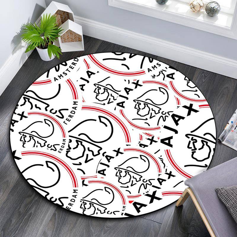 Amsterdamsche Football Club Ajax Round Area Rug,Carpet Rug for Living Room Bedroom Sofa Playroom Decor,Non-slip Floor Mat