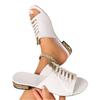Summer Women Open Toe Slide Sandals Snake Pattern Metallic Buckle Rhinestone Low Heel Casual Slip On Shoes
