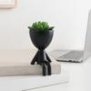 3D Printed Sitting Human Figure Succulents Planter, 2-in-1 Desktop Pot & Decor Ornament, Matte Finish One-Piece Craft, Compact Size for Small Green