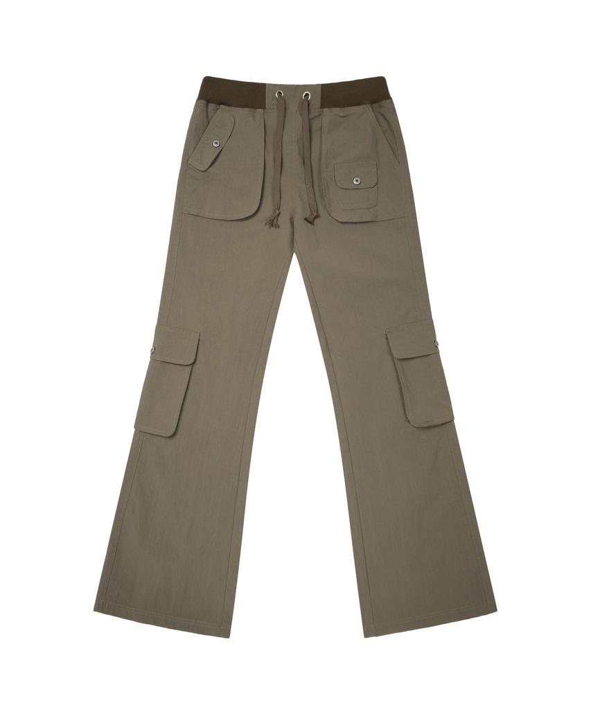 AAKAM Flare Cargo Pocket Pants (Khaki)