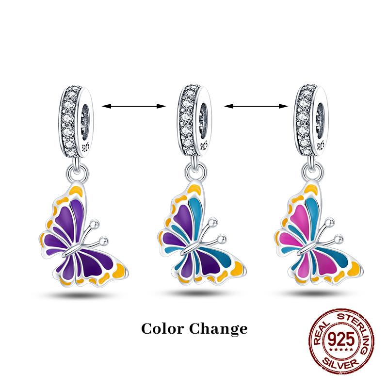New 100% Copper Flower Chameleon Change Color Charms Beads Fit Pandachbracelets Diy Jewelry New Year'S Gift