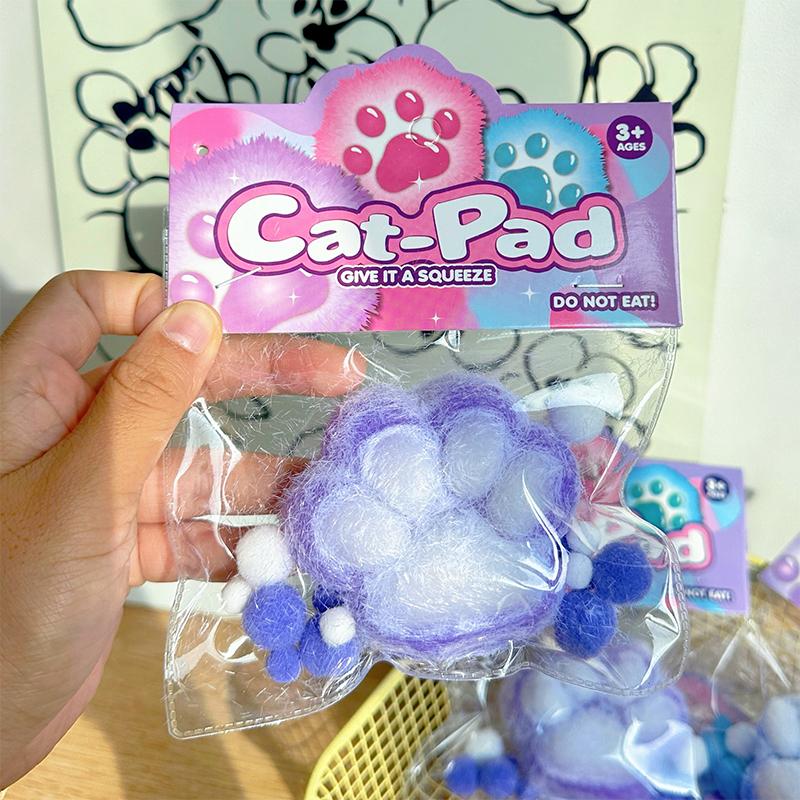 Mini Squeeze Toy Plush Dyed Cat Paw Pinching Toy Stress Relief Toy Fidget Silicone Slow Rebound Decompression Toy