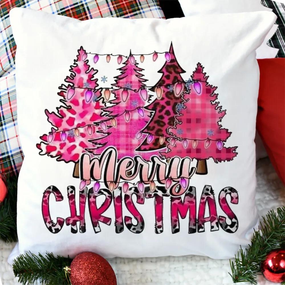 merry christmas printed Pillow Case christmas derco Pillow Dust Cover Bedroom Kids pink xmas Party Decoration Pillowcase gifts