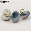 WKT-MPR019 Fashion and Lovely Gold Electroplated Pearl While Dignity Shell Ring for Gift Good-looking Women White Oval MOP Ring
