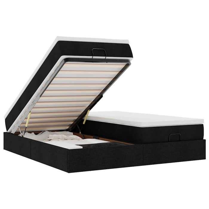 VidaXL Ottoman Bed Frame with Mattress Black 180x200cm Fabric, Bed Frame with Storage, Bed Frame with Underbed Storage 3311243