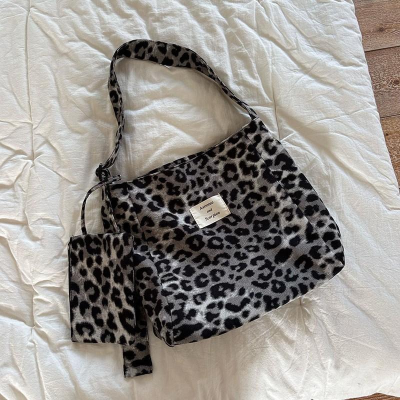 IELGY Simple Leopard Print Bag Ladies All-Match Commuter Large-Capacity Shoulder Bag Class Child Mother Tote Bag