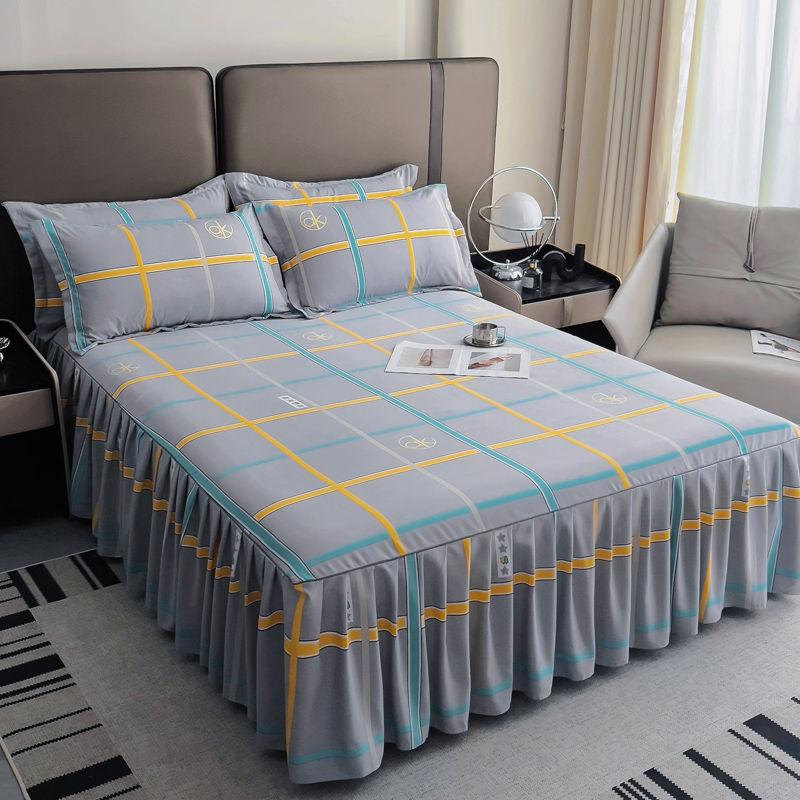 

Комплект из 3 предметов с узором «Двойное дерево», очень толстая нескользящая юбка для кровати, 1 юбка для кровати + 2 наволочки (Вставки для подушек не входят в комплект) 180*220CM