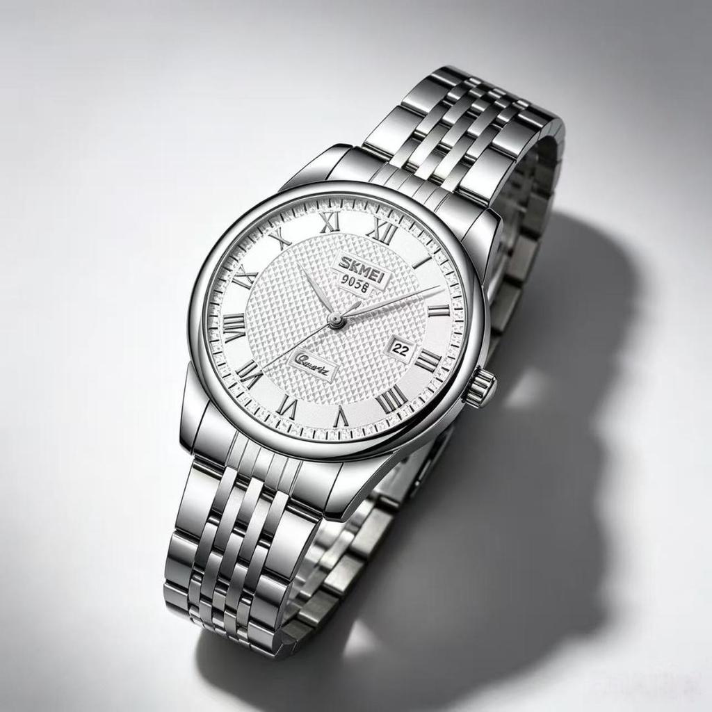 Unisex Quarzuhr SKMEI Römische Ziffern Lederarmband 30M Wasserdicht 9058