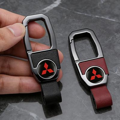 Genuine Leather Car Key Holder Keychain With Metal Buckle for Lancer 9 ASX L200 Colt Outlander Pajero Eclipse EVO