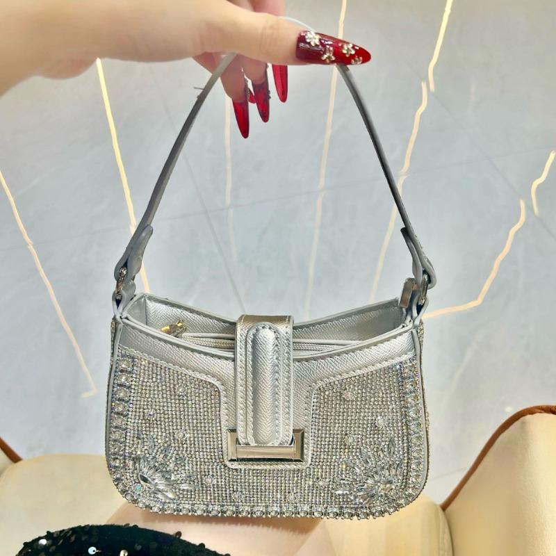 

Простая и модная сумочка, сумка на одно плечо, вечерняя сумка, сумка для поездок, сумка под мышкой с полными бриллиантами серебряный