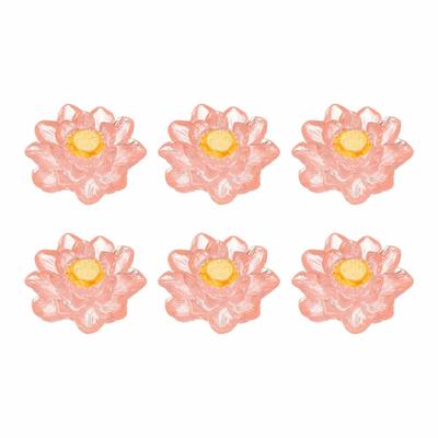 CoCud Mini Resin Flowers, 0.94" Diameter, Miniature Lotus Dollhouse Flowers, Transparent Pink - (Uses: Fairy Garden, Dollhouse Decoration, Party