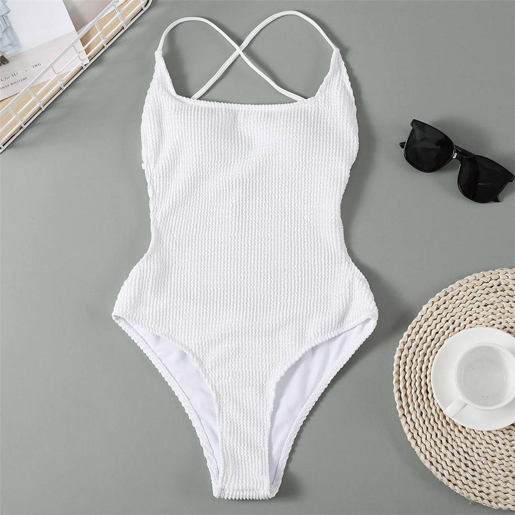Sexy 3 Colors Backless High Leg Cut Women Swimwear One Piece Swimsuit Female Ribbed Padded Bather Bathing Suit Swim Lady