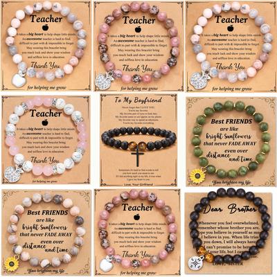 8mm Natural Pink Zebra Stone Bead Bracelet Holiday Gift for Men and Women Friendship Apple Bead Bracelet