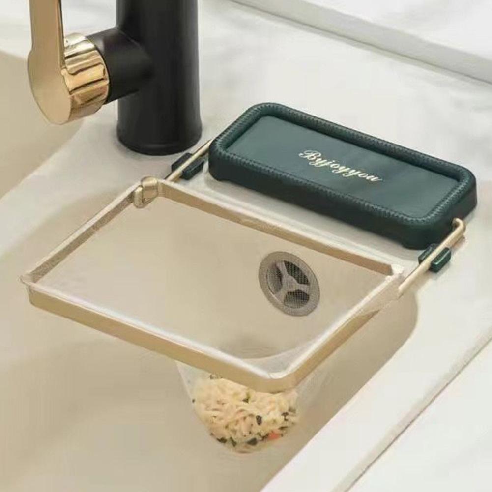 Küchenspülen-Sieb Abtropfregal Mehrzweck-Aufbewahrungsregal Küchenabfallspüle Rückstands-Netzregal mit 50/100 Stück Filternetz