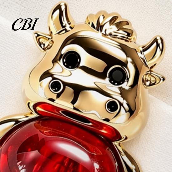 Decorative Coat Pin Golden Plated Alloy Cow Brooch, Red Faux Crystal Belly Cattle Lapel for Anti-oxidation Brooch Men Women, Animal Clothes
