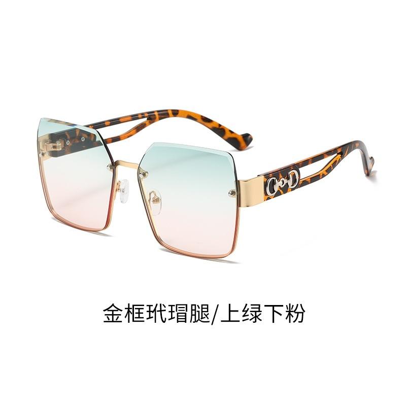 New fashion sunglasses women trend half frame trimmed sunglasses Internet celebrities pose UV protection sun eye