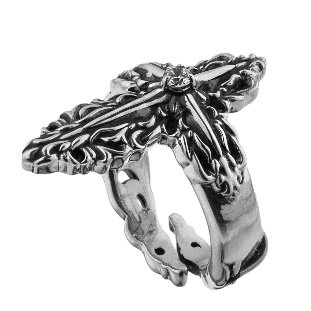 Artemis Classic Layered Cross Silver Silver Accessories for Men and Brand Silver 925 Ring, Ring, ACR0286, Women, Jewelry, Ring,