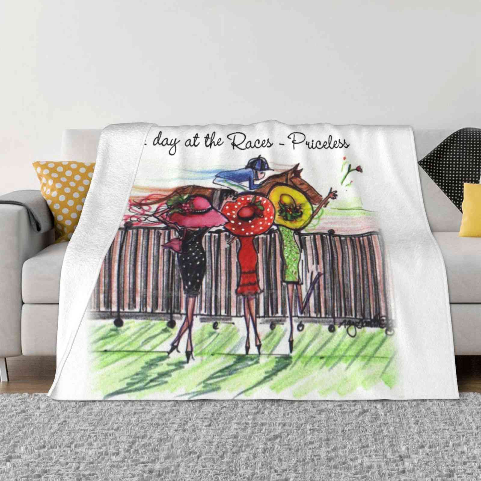 Run For The Roses-Horse Racing With Friends Creative Design Comfortable Warm Flannel Blanket Derby Day At The Races Priceless 30x40in