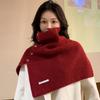 Button Scarf Women Autumn Winter Korean Style All-Match Warm Neck Cover Outer Wear Split Knitted Scarf