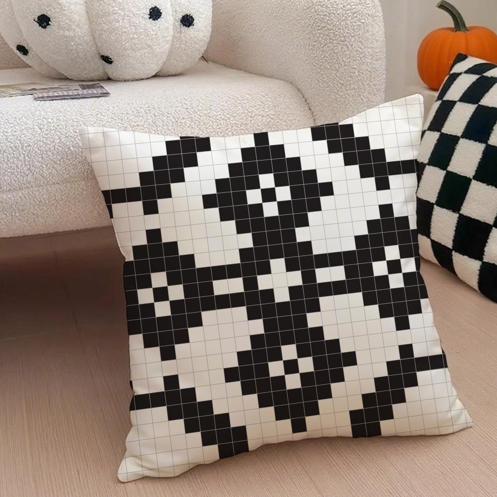 Retro Pixelated Ar Pixel Print Texture Cushion Cover Throw Pillow Cover Hidden Button Durable Polyester Chair Cushion 30X30cm