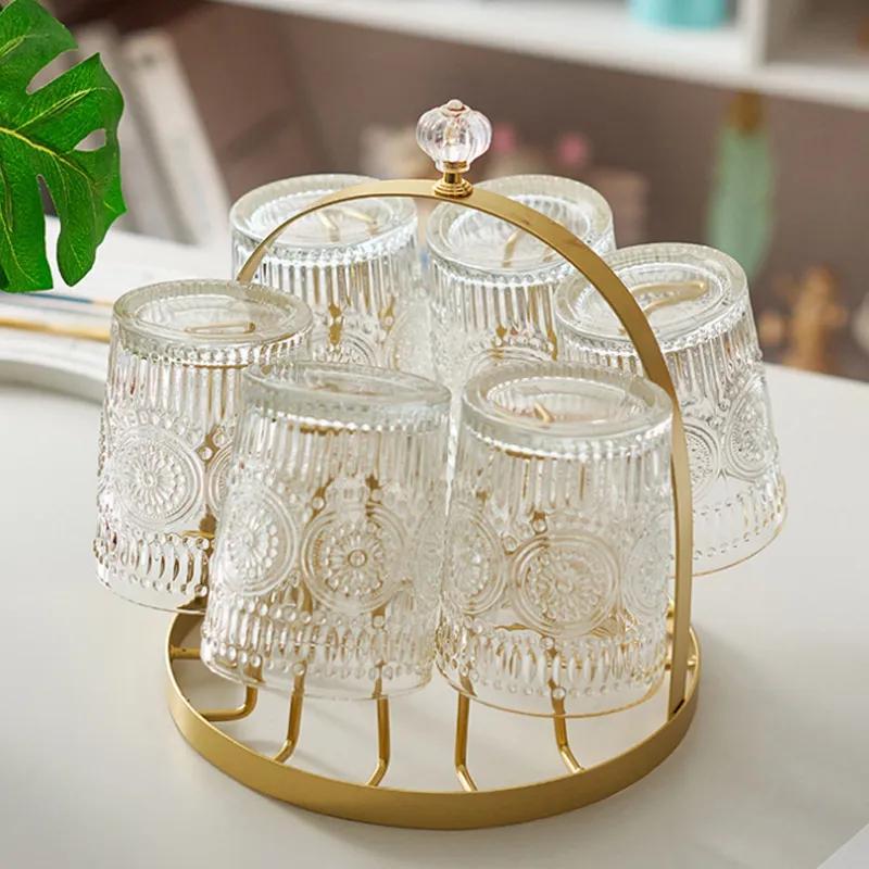 Creative Luxury Metal Cup Holder Living Room Cup Storage Rack Inverted Hanging Rack Glass Cup Holder 6cup Drain Rack Beer Glass Red Wine Glass YA111