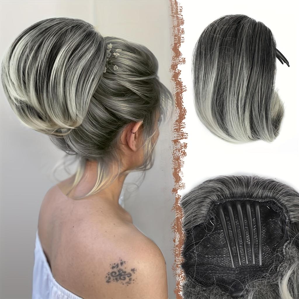 MISSQUEEN Syntetický drdol do vlasů Příčesek Plně Krátký Drdol Ponytail Přírodní Černé Vlasy Chignon S Hřebínkem Sponou Drdol Updo Stahovací Drdol Vlasové Příčesky