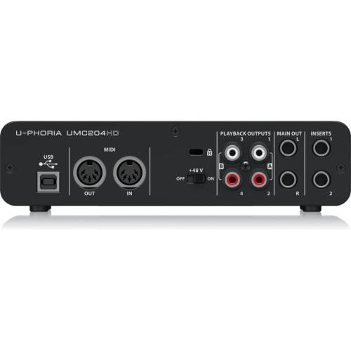 Behringer USB Audio Interface, 2 Inputs, 4 Outputs, 24-bit 192kHz, BEHRINGER U-PHORIA UMC204HD