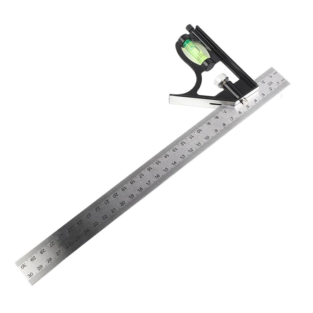 300mm Adjustable Combination Square Angle Ruler 4590 Degree with Bubble Level