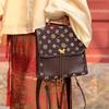 Maomusi new Chinese retro printing treasure flower backpack crossbody women's handbag backpack commuter leather pu