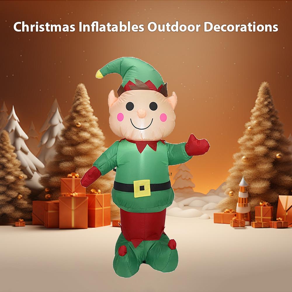 Christmas Inflatables Outdoor Decorations Elf 5FT Built-in LED Lights and Air Blower Blow Up
