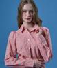 KOLEAT Puff Floral Embroidery Jacquard Shirt Blouse [Pink]