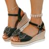 Women’s Buckle Wedge Peep-Toe Slide Sandals Summer Beach Shoes