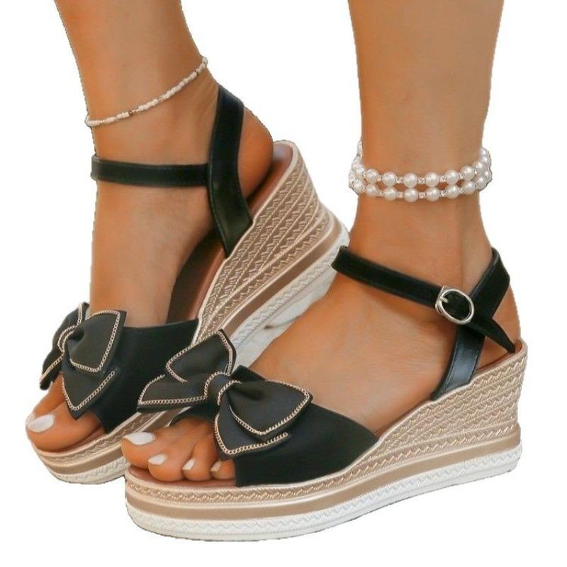 Women’s Buckle Wedge Peep-Toe Slide Sandals Summer Beach Shoes