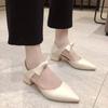 2025 Autumn New Women's Shoes Korean Version Thick Heel Pointed Hollow Bow Fashion Single Shoes Fashion Versatile High Heels