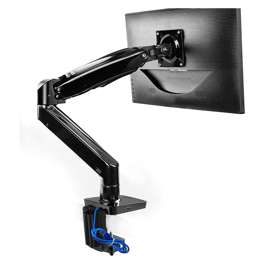 HUANUO HNSS7 PC Monitor LCD Display Compatible with Weight Gas Grommet Clamp VESA Includes USB Cable Storage Arm, Arm, 13-49 Inches, 2-12kg Capacity,
