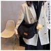 Corduroy Shoulder Bag Women Casual Crossbody Bag Half Moon Hobo Bag Soft Fabric Tote with Strap Cute Pendant