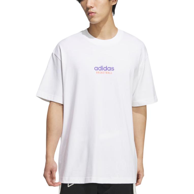 adidas T Shirts Men's White Crew Neck Moderate Straight Fit JD6402