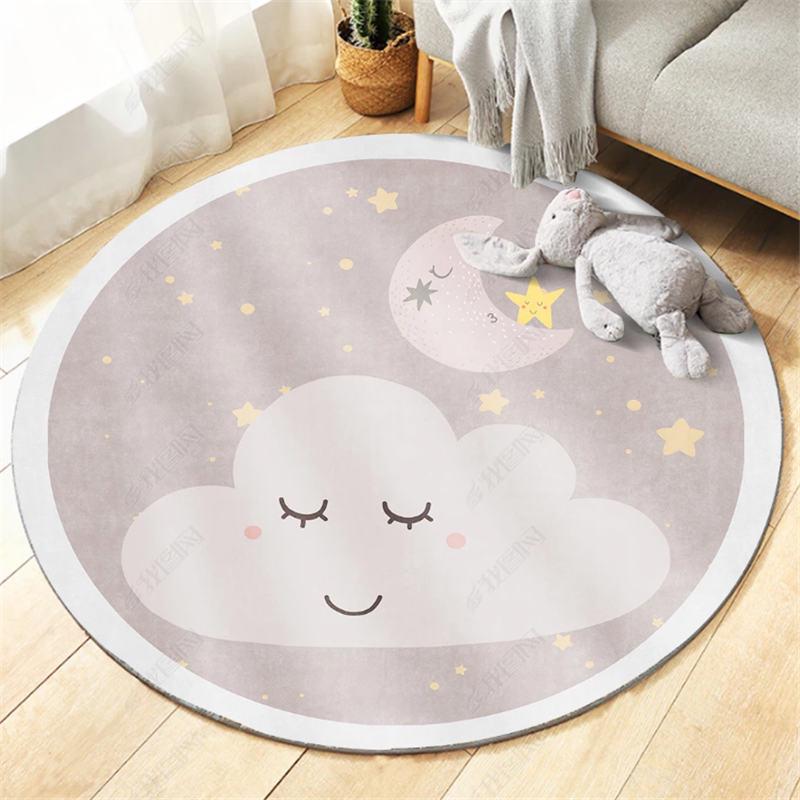 Cartoon Round Carpet for Kids: Living Room, Sofa, Coffee Table, Bedroom Cushion, Hanging Basket, and Chair Floor Mat