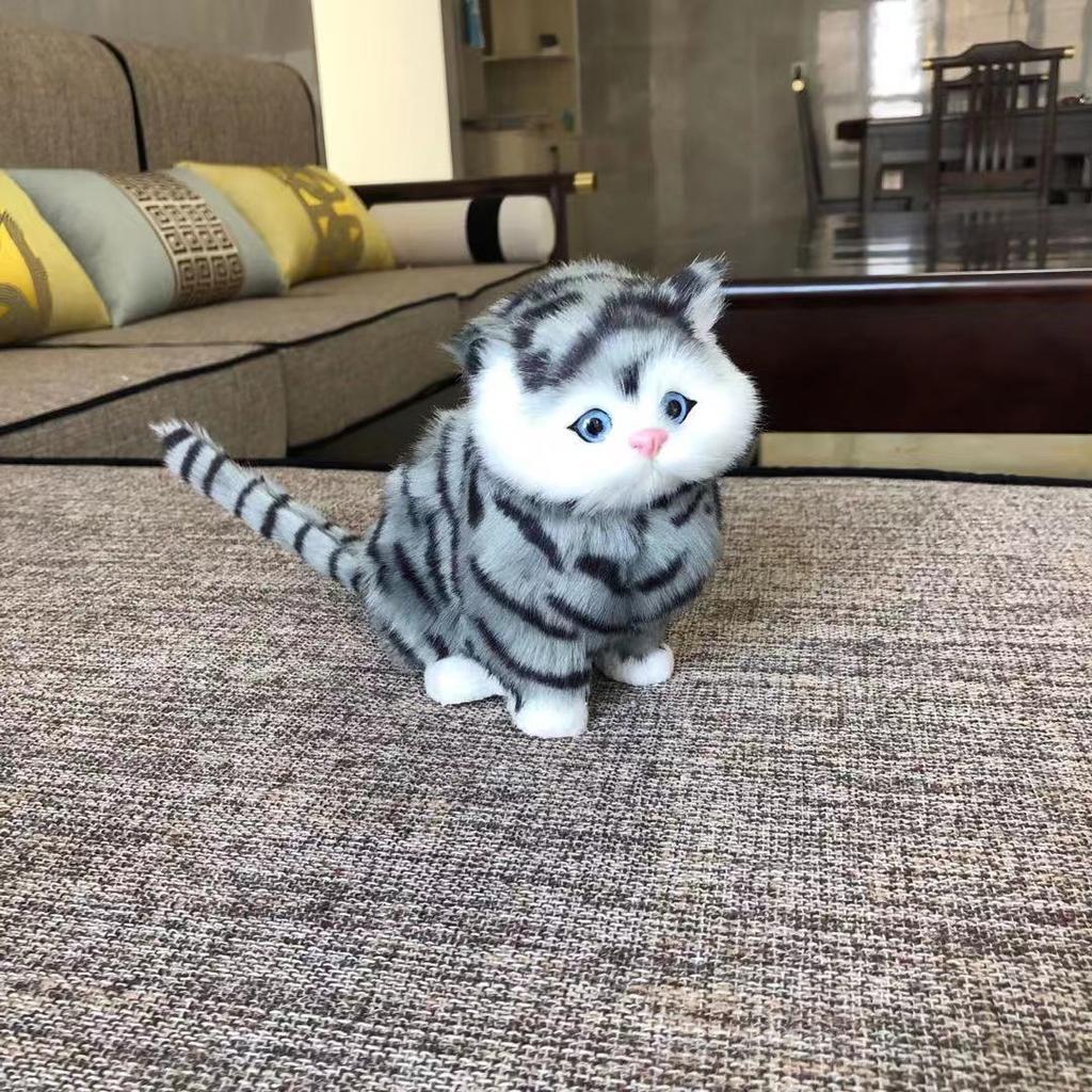 Simulated Cats, Fat Cat Fur Handicrafts, Meowing Cat Ornaments, Children's Plush Toys, Animal Models