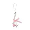 Cute Strap Bow Strawberry Pendant Mobile Phone Chain Bow Beaded Short Camera Pendant Keychain