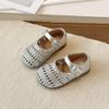 Summer Girl Princess Sandals  New Korean Version Child Soft Loafers Fashionable Girls' Hollow Flat Retro Bean Leather Shoes