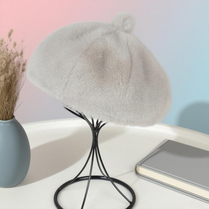 Fashion Autumn and Winter Thickened for Keep Warmth Pumpkin Beret Women Solid Color Japanese Style Casual Fluffy Artist Painter Octagonal Cap