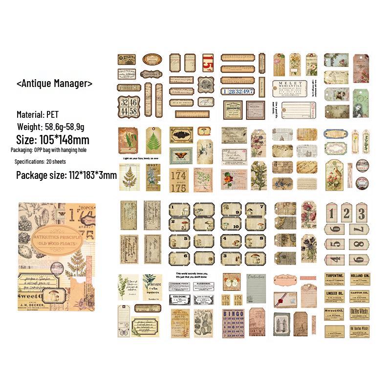 Yuezhen Waterproof PET Film Sticker Book: Creative Wood-Themed Journal Stickers