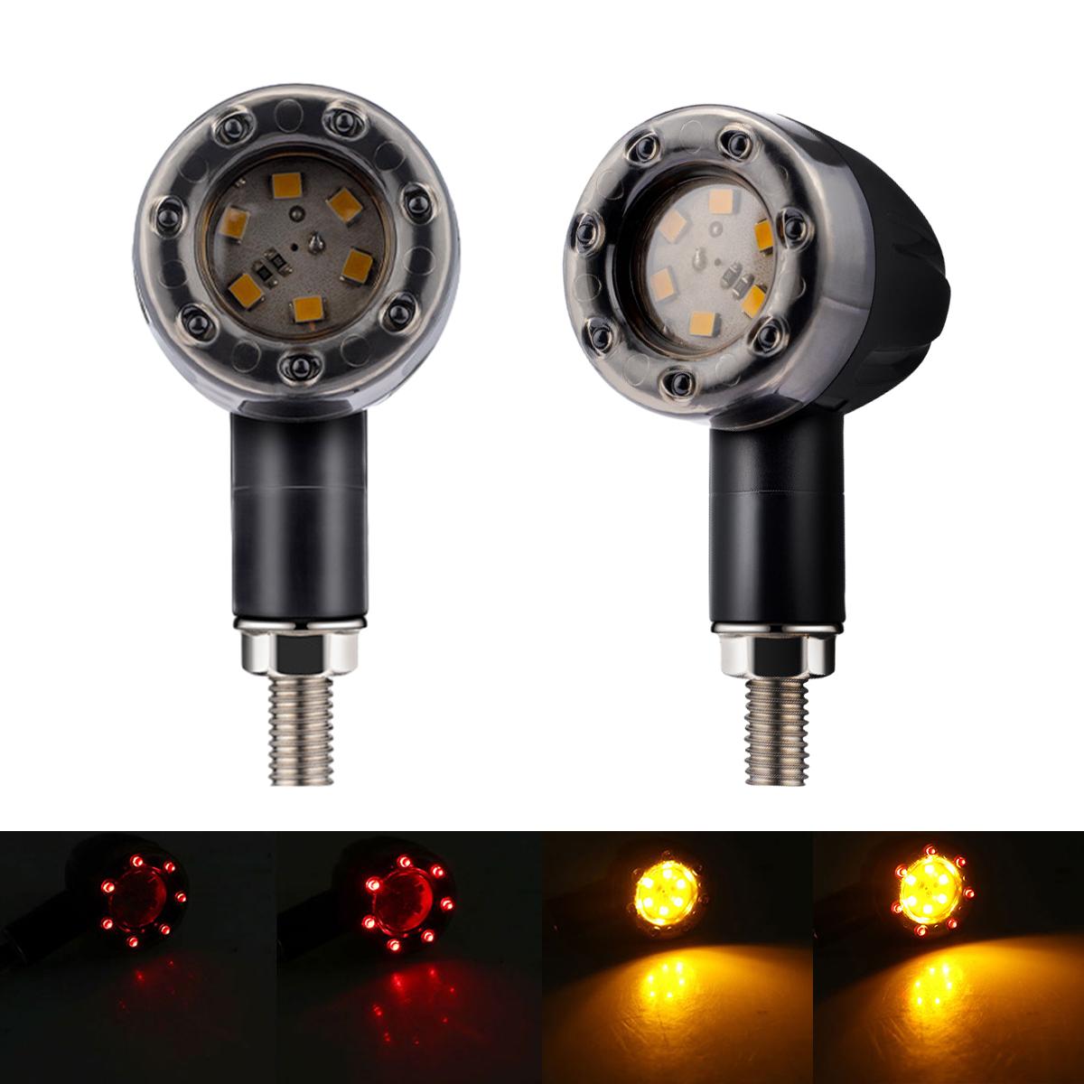 

2PCS Motorcycle Turn Signal Lights Universal 6 leds Motorcycle Indicator Brake light Warning Taillight Red Yellow 12v