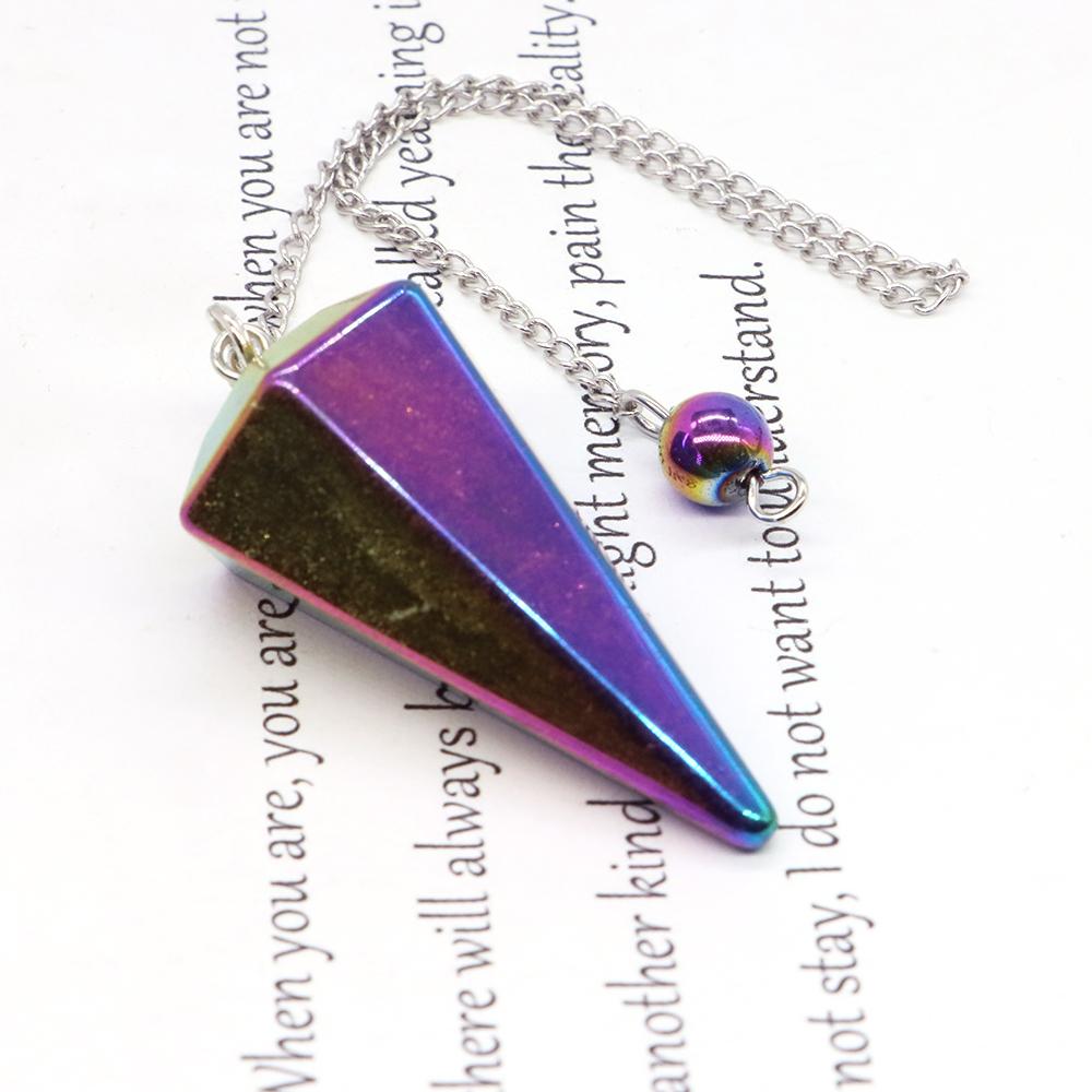 Natural Stone Reiki Healing Pendulum,For Dowsing Spiritual Divination Cone Crystal Quartz Pendulos Small Size Necklace Jewelry