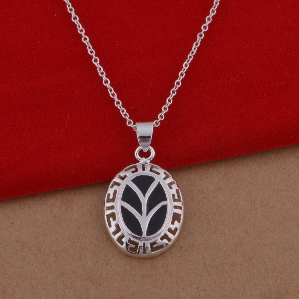 

Korean Style Epoxy Disc Necklace, 925 Sterling Silver Plated чёрный